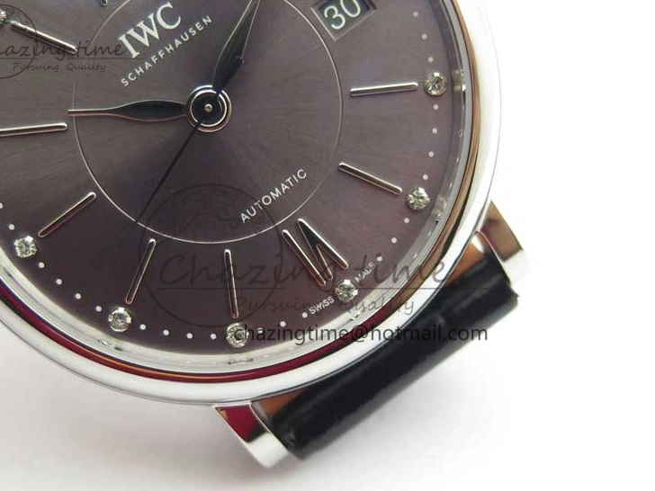 MIROTIME 0501 Portofino 37mm SS V7F 1:1 Best Edition Gray Dial on Black Leather Strap A Practical 7094